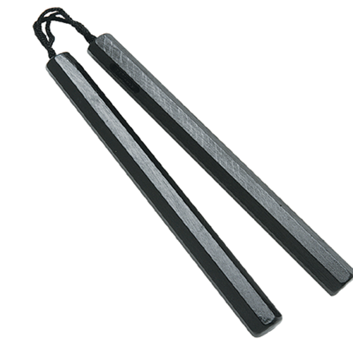 Black Octagon Nunchaku, Cord, 12"