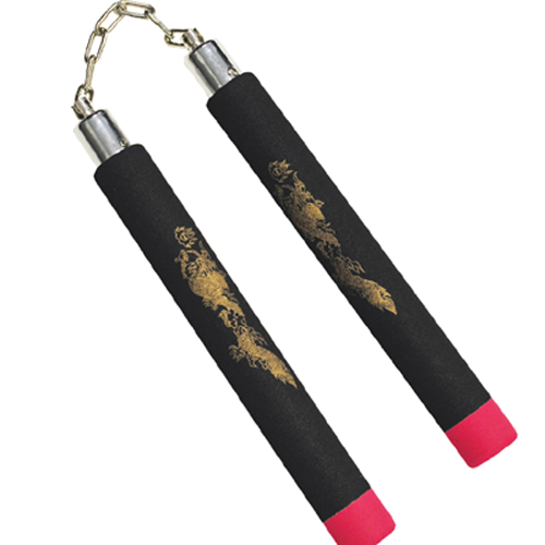 Foam Rubber Nunchaku, Ball Bearing, Red Tip