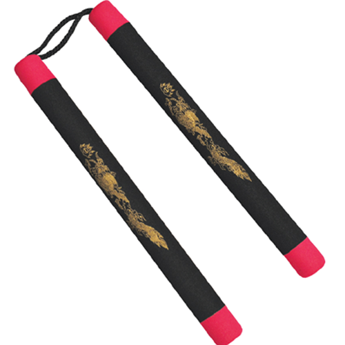 Foam Rubber Nunchaku, Cord, Red Tip