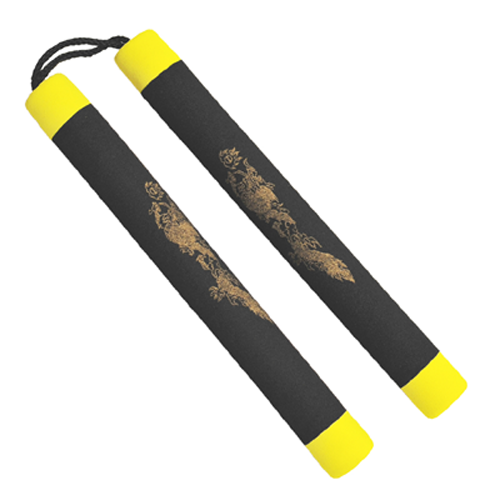 Foam Rubber Nunchaku, Cord, Yellow Tip