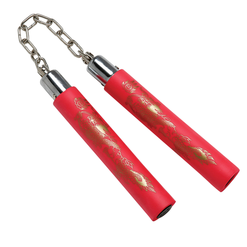 Foam Rubber Nunchaku, Ball Bearing, Red , 8"