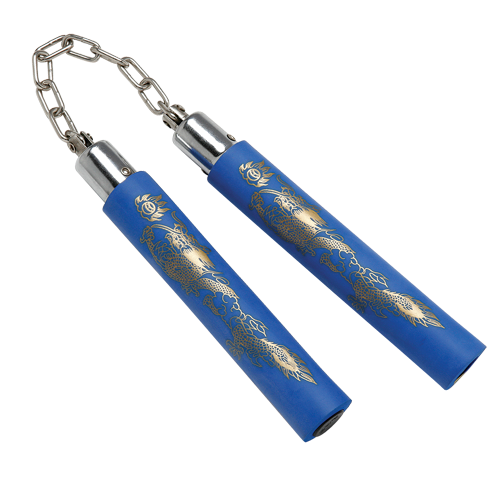 Foam Rubber Nunchaku, Ball Bearing, Blue , 8"